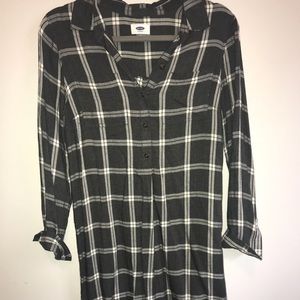 Plaid button-up dress
